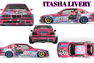 itasha car wrap design racing livery car wrap itasha decal stickers tshirt art