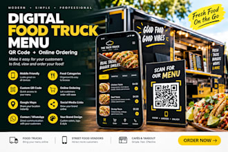 create a digital food truck menu with qr code and online ordering
