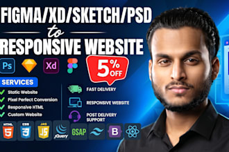 convert your website mockup, psd to html static website,figma to html