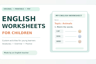 create original english worksheets and activities for children