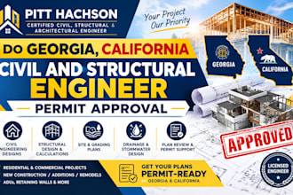 do georgia, california civil and structural engineer permit approval