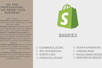 design or redesign a responsive shopify website or store