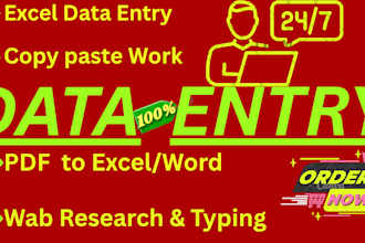 do perfect data entry and copy paste work within 2 hours