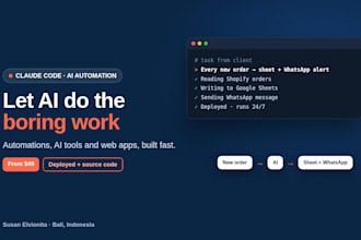 build ai automations, tools and websites with claude code