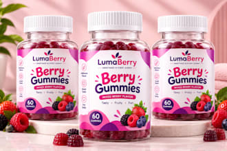 design product label, bottle label, supplement and packaging design