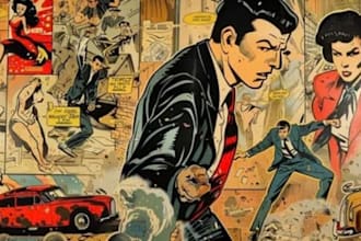 create retro comic style artwork for merch posters and covers