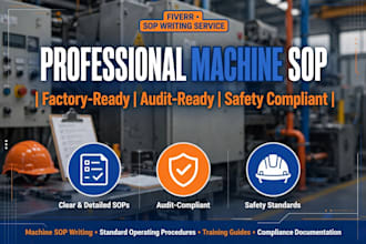 write sops, work instructions and factory training guides
