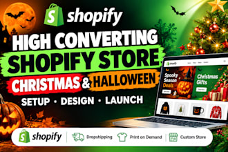 setup christmas shopify dropshipping store shopify pod shopify hallowen website