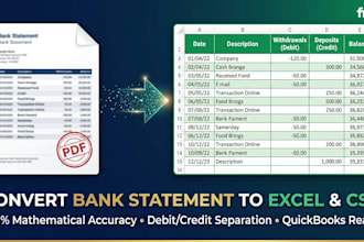 convert bank statement PDF to excel, CSV, or quickbooks