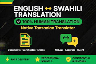 translate english to swahili  and swahili to english  accurate