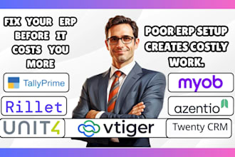 setup tallyprime rillet kinetic unit4 erp netsuite myob azentio vtiger twentyone