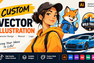 adobe illustration graphic design, character design illusatrator, vector logo de