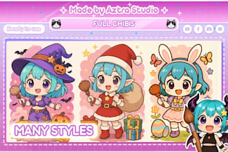create a cute custom chibi character illustration or avatar