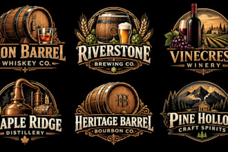 design a professional, whiskey, brewery, wine, craft, or vintage barrel logo