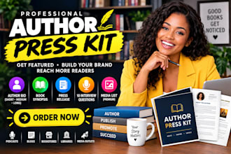 create author press kit, media kit, author bio, book press release, podcast kit