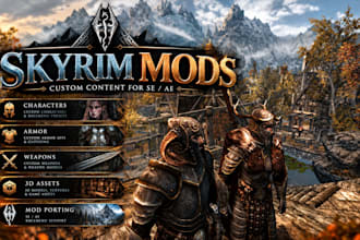 custom skyrim mods, character models, armor sets and weapons for se and ae