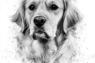 create a memorial pet portrait for engraving