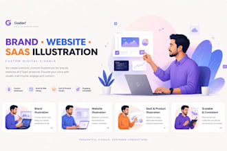 create custom brand website saas app startup and commercial digital illustration