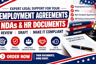 review and draft employment agreements, ndas and HR documents