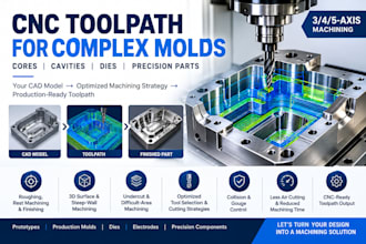 program 3 4 5 axis cnc toolpaths for complex plastic mold cores and cavities
