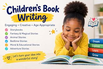 write creative childrens books, bedtime stories and kid stories