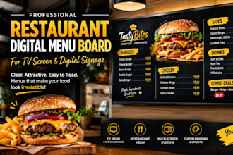 design restaurant digital menu board for TV screen and digital signage