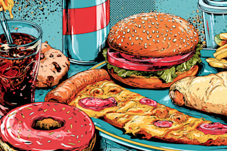 illustrate food pop art illustration
