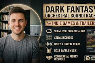 compose a dark fantasy orchestral soundtrack with  seamless loops for your game