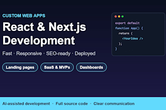 build a fast react and nextjs web app or saas