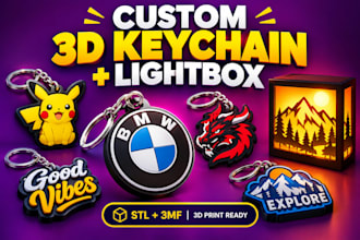 design 3d lightbox and 3d keychain for 3d printing