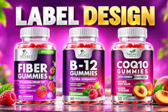 create a supplement label design for vitamins and gummies