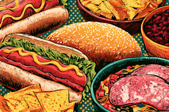 draw a food pop art illustration
