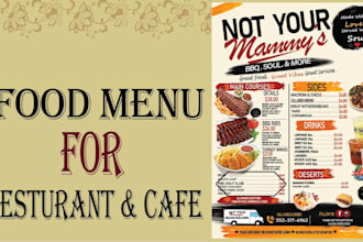 design professional restaurant and cafe food menu