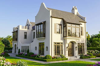 build 3d dutch colonial house,brick duplex,residence design,semi detached render