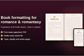 format your dark romance or romantasy novel for amazon KDP