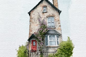 watercolor house art in unique watercolor house