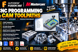 do cnc programming, g code, cam toolpaths and cnc machining using fusion 360