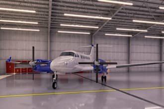 design 3d airplane hangar, aircraft facility, and aircraft garage with rendering