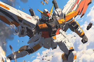 draw illustration and concept mecha, gundam, and robot