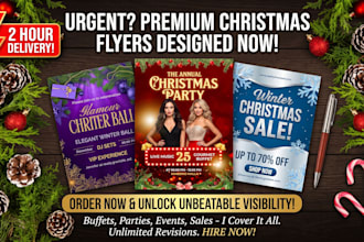 design christmas flyers, christmas card, invitation flyers, party flyers