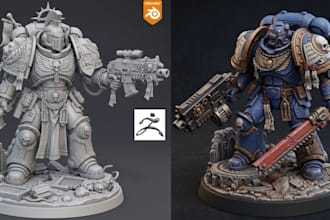 sculpt custom warhammer 40k space marine dnd tabletop miniature stl 3d printing