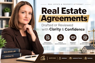 draft, review real estate contracts, lease, rental agreements cease and desist