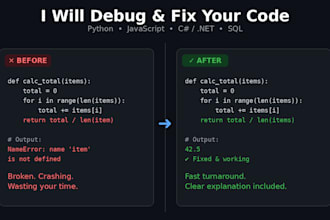 debug and fix your python, cplusplus, javascript, or csharp code