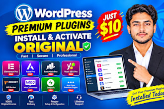 install original elementor pro, astra pro, crocoblock pro, and rank math pro