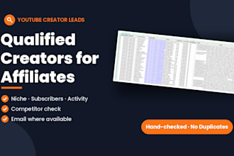 find youtube influencers and creators email list for affiliate outreach