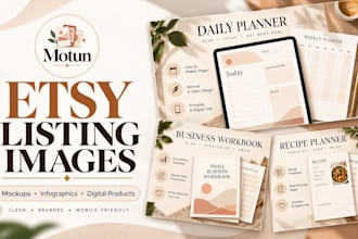 create etsy listing images and product mockups for digital products