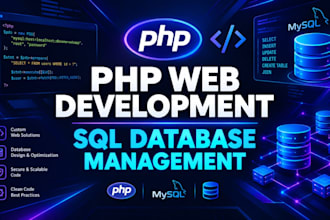 do PHP web development and custom sql website coding