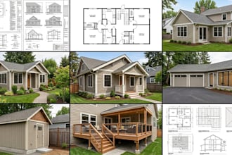 city permit blueprint architect, 2d floor plan, shed, adu, jadu, garage and deck