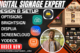 setup and design your digital signage via optisigns yodeck scala screencloud crm