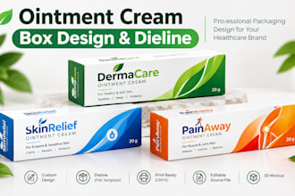 design professional ointment cream box packaging and dieline